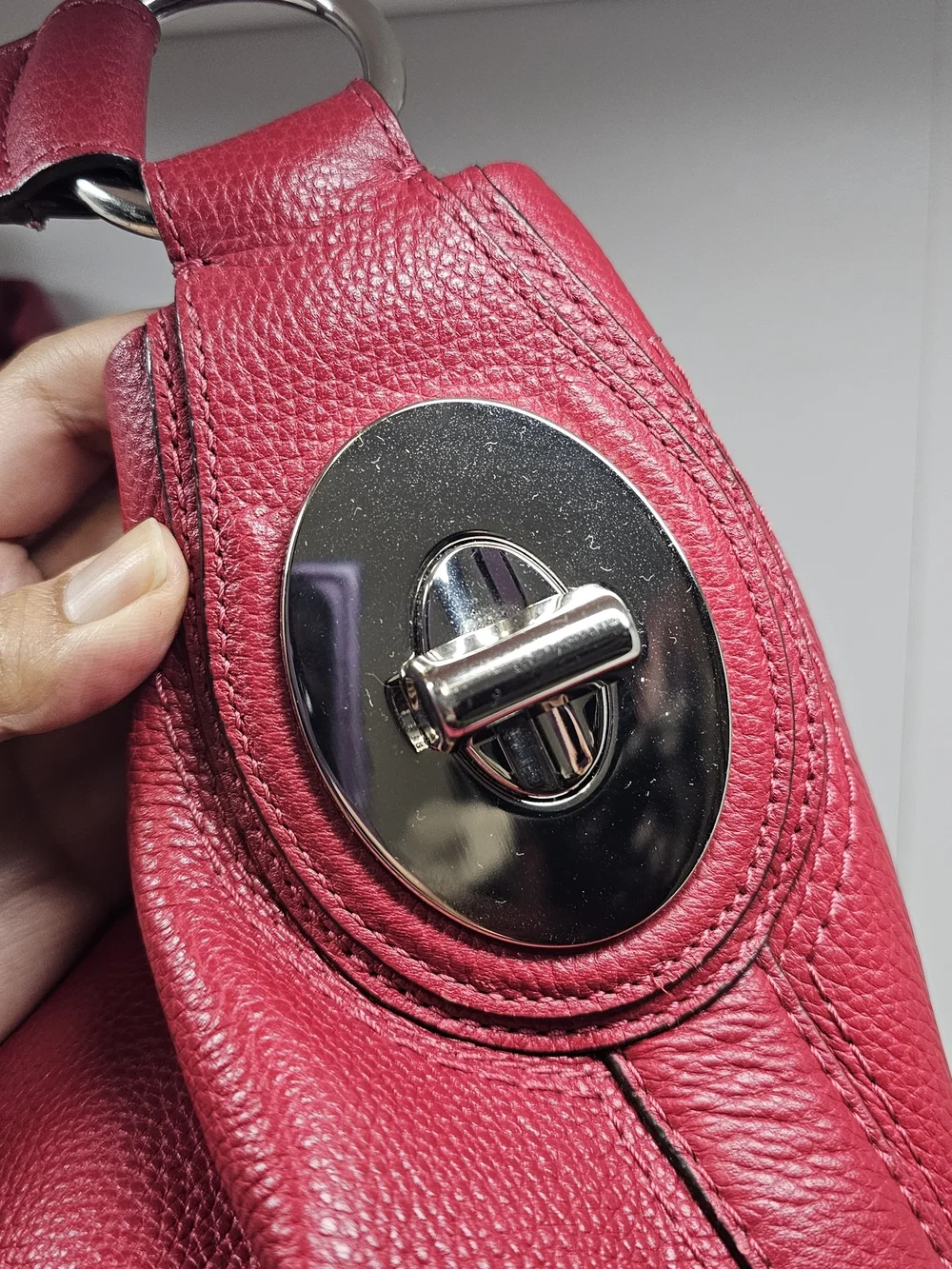 Coach Red Pebbled Leather Shoulder Hobo